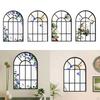 Arch Window Mirror Simple Wooden Frame Windowpane for Living Room Home Farmhouse Decor