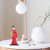 FAVOMOTO Japanese Doll Ornament: Handmade Geisha Figurine with Silk Kimono - Geisha Doll Collectible Japanese Cultural for Women & Home Aesthetics