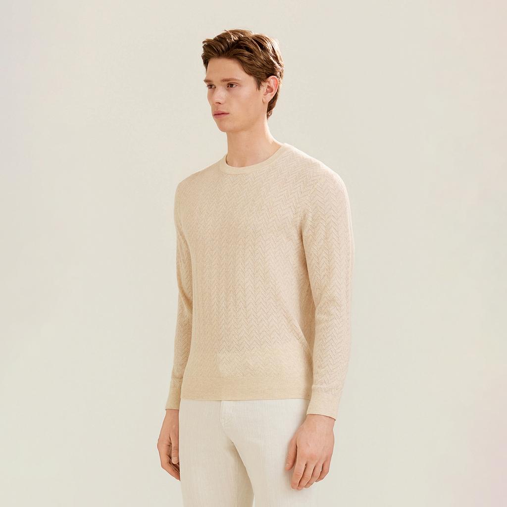 FERRAROMILANO Chevron Round Knit L/Beige (Am0Gtsr10151)