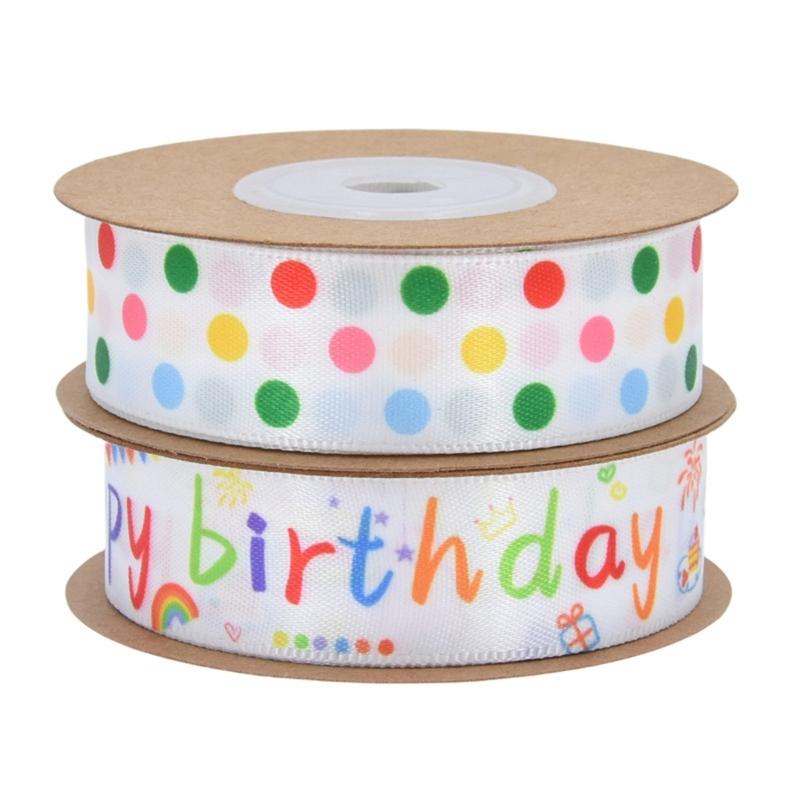 Handgemachtes Schleifenband Happy Birthday Schleifenband Geschenkband zum Basteln DIY Nähprojekt Haarschleifen Kuchendekorationen