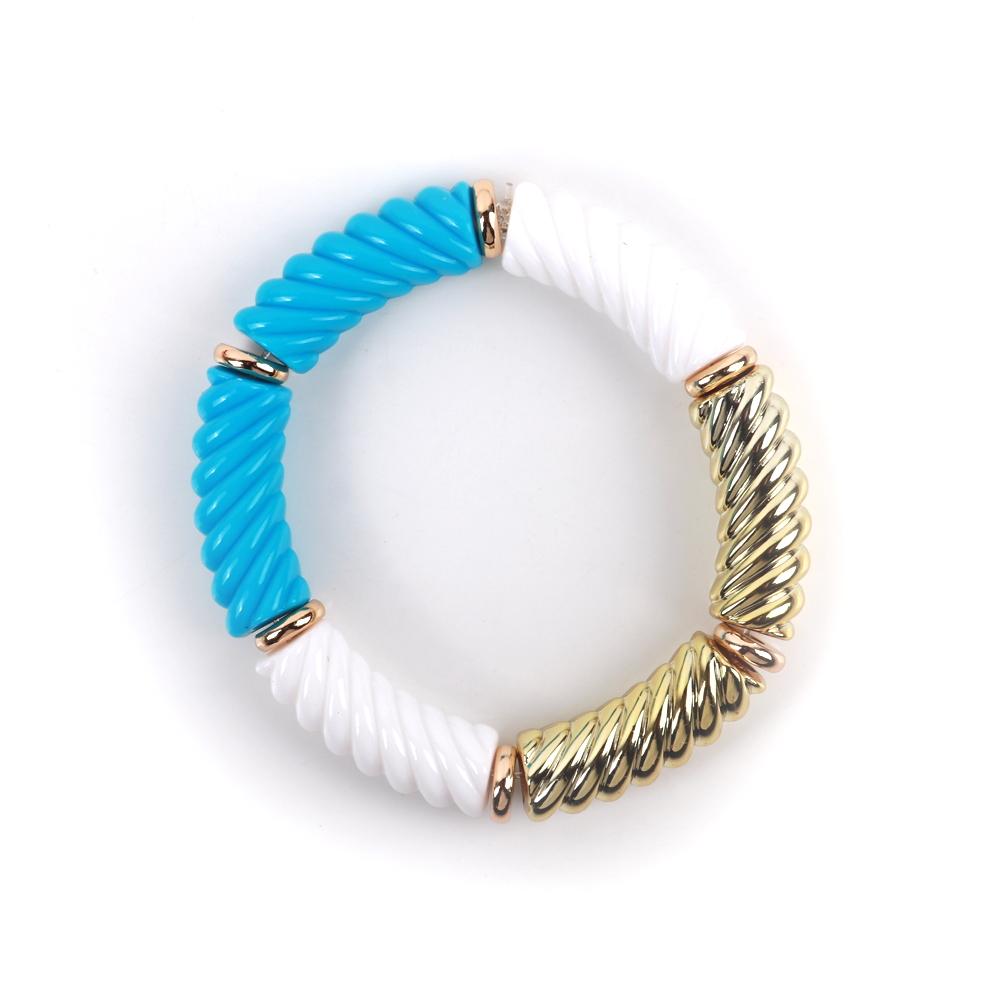 Bohemain Acrylic Twist Bamboo Stack Elastic Bracelets for Women Men 2025 Colorful Resin Tube Beads Bracelet Bangle Jewelry Gift