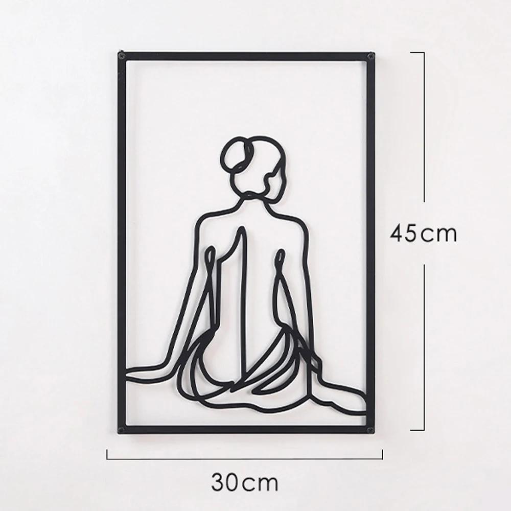 Modern Simple Abstract Female Line Decoration Background Wall Living Room Wall Decoration Hanging Painting Metal Material