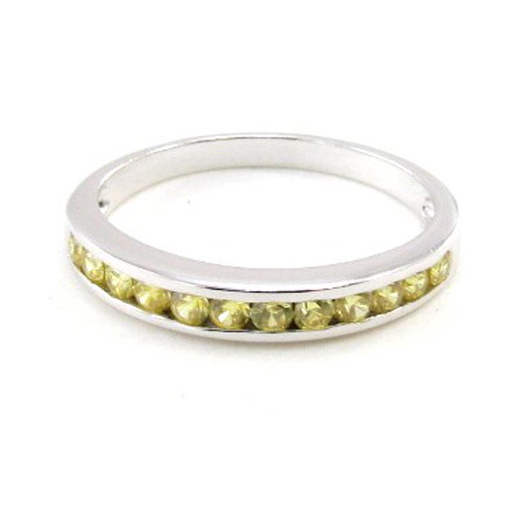 Silver Ring 'Goddess' Silvery Yellow Topaz (rhodium) - 3 Mm