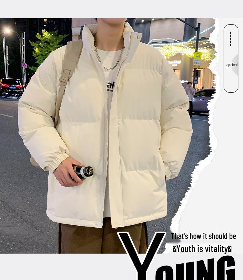 Men’s 2025 Stand Collar Cotton Jacket - Pure Color, Autumn/Winter, Couple Style Casual Outerwear