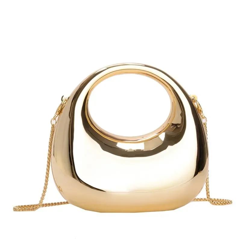 Hot Selling Women's Crossbody Bag 2024 New PVC Metallic Luster Half Moon Party Banquet Women's Bag Luxury Handbag Bolso De Mujer
