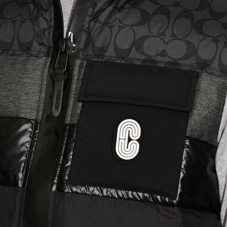 Coach Logo Print Stand Collar Zip Casual Sleeveless Down Jacket Men Jacket Black CG626-R81