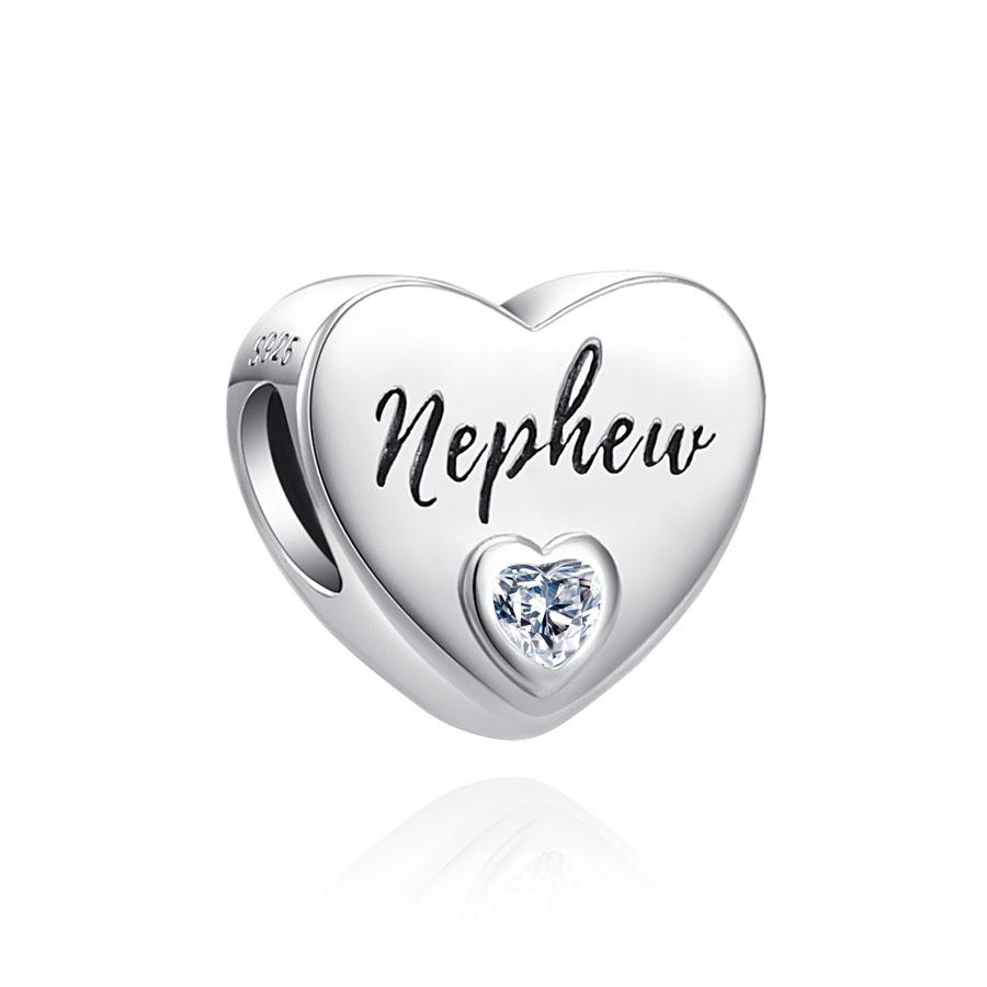 Copper Heart Shaped Father Mother Daughter Sisters Bead Suitable For Diy European Bracelet Festival Jewelry Gift