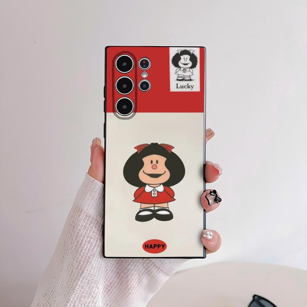 Cartoon M-Mafalda Cute Girl Phone Case For Samsung Galaxy S25 S24 S22 S23 Ultra S21 S20 Plus 5G Frosted Non-Slip Full Soft Cover