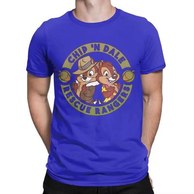 Heren Eekhoorns Rescue Rangers Logo T-shirt Knabbel en Babbel 100% Katoen Tops Hipster Korte Mouw Ronde Hals T-shirts Zomer T-shirts#Kleur