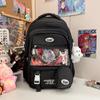 Color Solid Simple Letter Embroidery Student Backpack With Pendant And Badge