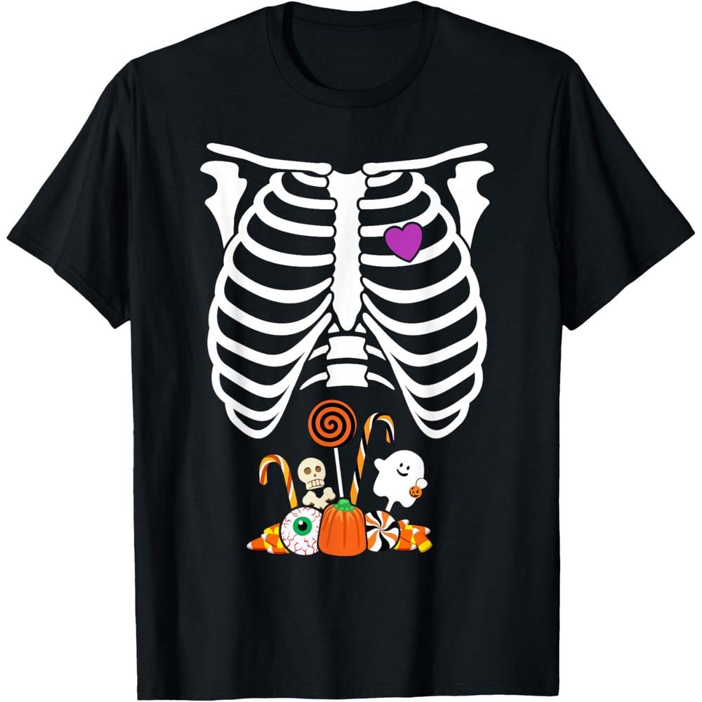 Halloween Candy Skeleton Rib Cage X-Ray Funny Cotton Men T Shirt 4XL чёрный