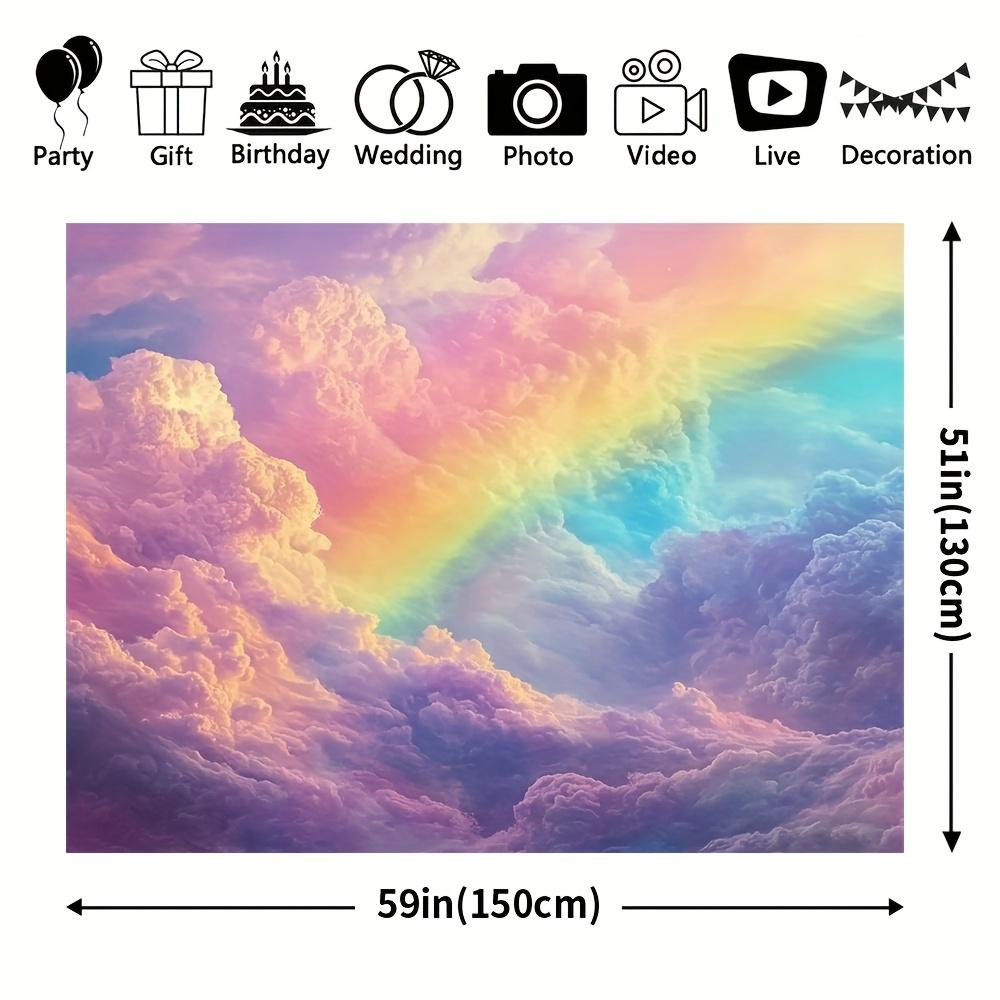 2D flat banner, 1pc1 vibrant rainbow cloud tapestry - colorful weather landscape wall hanging, polyester fiber fabric,