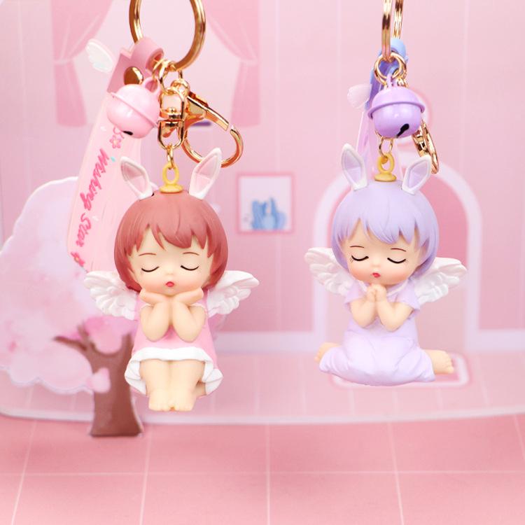 Anne Cute Cartoon Girl Keychain with Bell - Student Bag or Car Pendant, Qixi Festival Gift