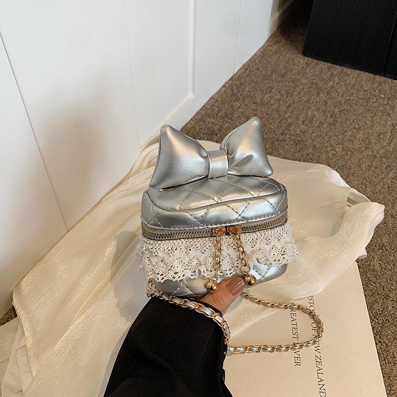 Adorable Mini Box Bag With Bowknots And Lace Chain Chic Style For Boys And Girls