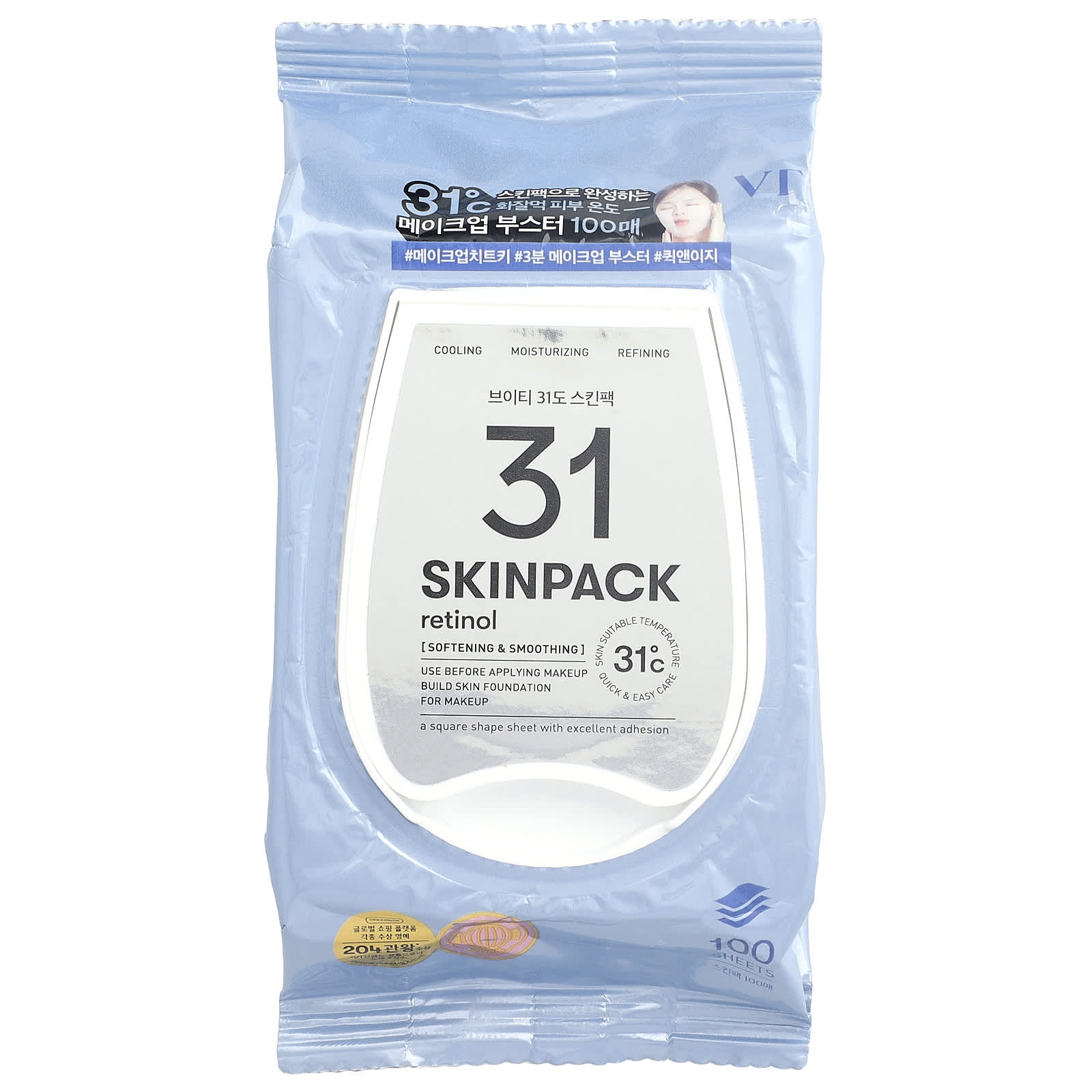 VT Cosmetics, 31 Skin Pack, Retinol, 100 Sheets