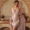 Sexy Pyjamas Damen Eis Seide Sommer Neue Modelle mit Brustpolstern, Spitze Ausgeschnitten Imitation Seide, Reiner Verlangens-Stil Träger Nachthemd, Nachthemd
