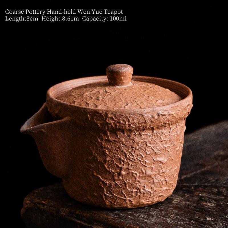 

100ML Old Rock Mud Coarse Pottery Hand-held Teapot Retro Ceramic Tea Brewing Pot Kung Fu Teapot Tea Kettle Tea Ceremony