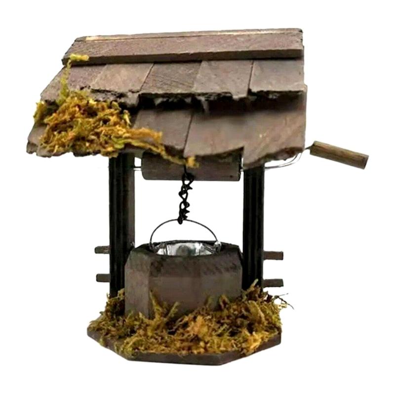 

1/12 Dollhouses Accessory Wood Corridors Well with Rotating Handle and Water Bucket Dollhouses Display Layout Accessory 1