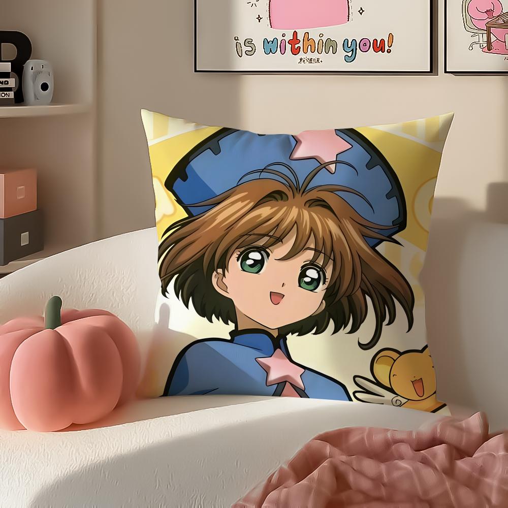 Magical Cute Japanese Anime CCardcaptor Sakura Cushion Cover Pillowcase Short Plush Invisible zipper Room Sofa Cushion Cover
