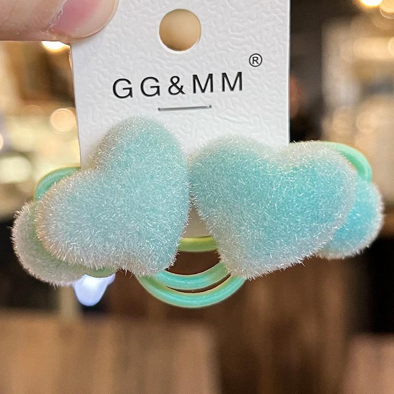 2 Stück Neue Niedliche Bunte Beflockte Herzform Prinzessin Kopfschmuck Kinder Elastische Haarbänder Kinder Haarseile Mädchen Haaraccessoires