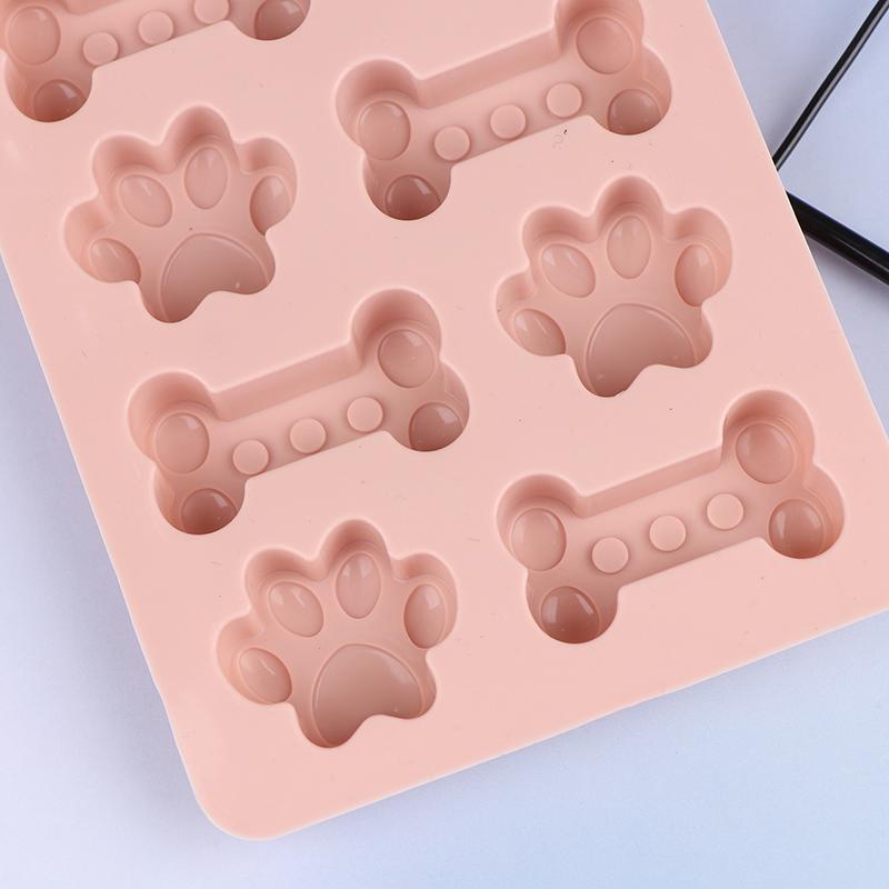 Silicone Puppy Dog Paw Bone Molds Elegant Chocolate Cookie Mold For Baking Non-Stick Dog Treat Molds Suitable For Microwave Oven