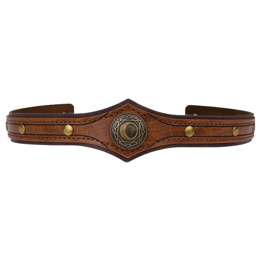Medieval Style Pu Rivet Headband Pu Leather Viking Head Ring Novelty Kings Crown  Masquerade Party