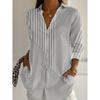 2025 Fashion Spring  Autumn Women's Shirts Striped Graphics Blouse Lapel Neck Blouse Women's Long Sleeve Shirts Womens Clothing