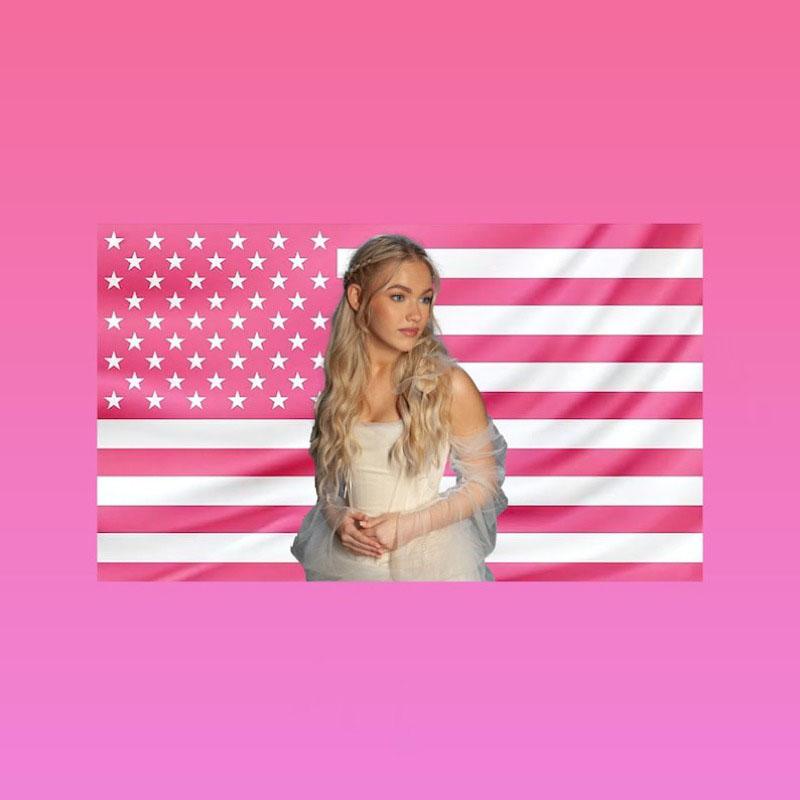 2D Print Freya Tapestry, Zombies 4 Nova Wava Style, Pink Usa Flag Wall Art, Easy To Hang Decor For Home & Office