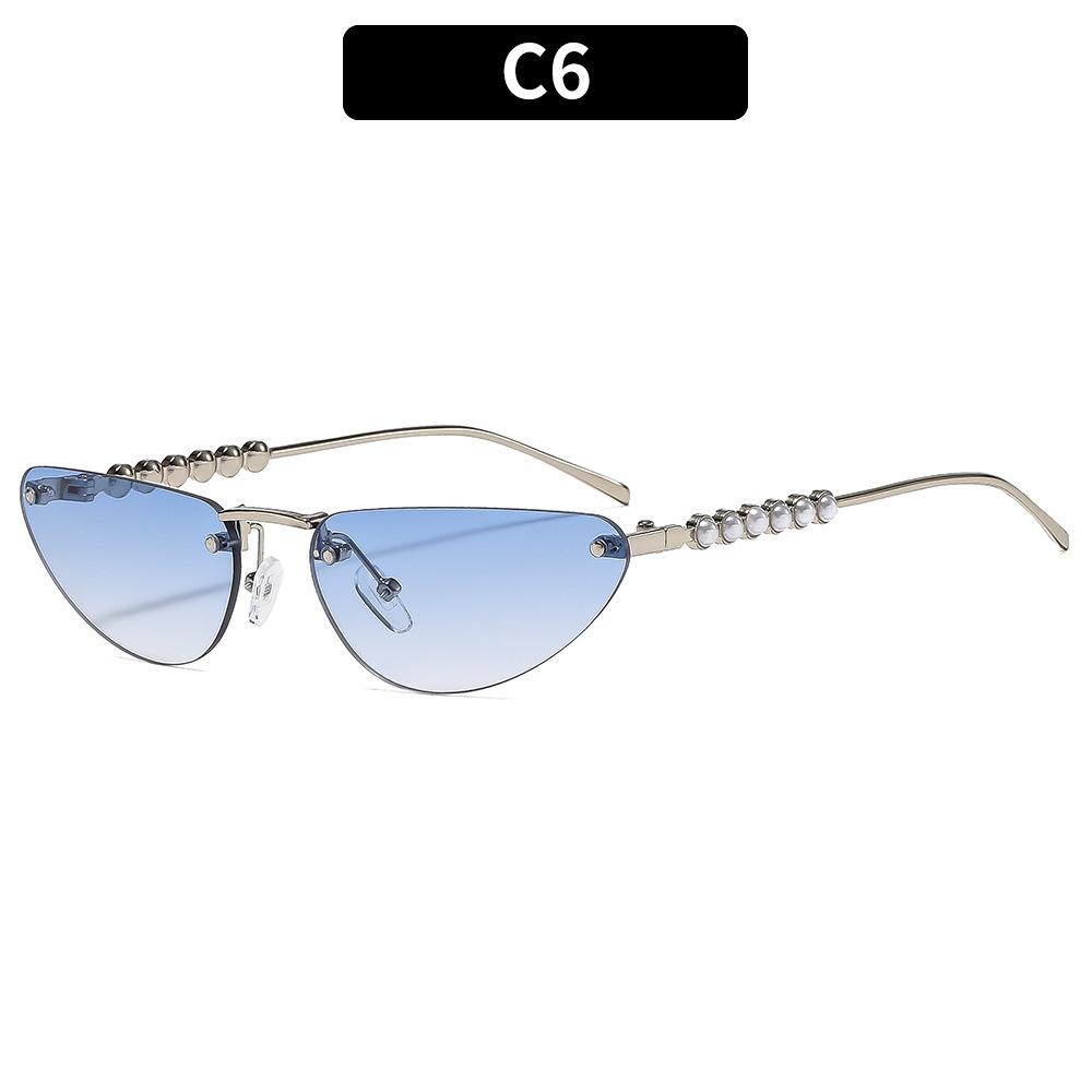 Women's Sunglasses, Triangular Cat Eye Sunglasses, Rimless Sunglasses.