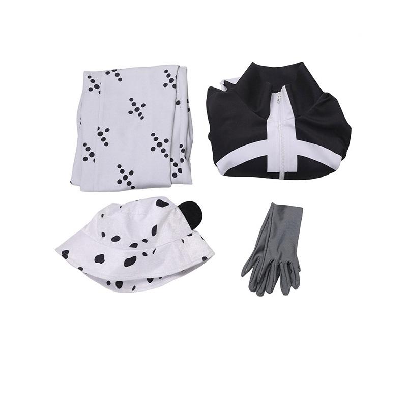 Anime Bartholomäus Bär Cosplay Kostüm Schwarzes Outfit mit Bärenkralle Weiße Hose Hut Party Karneval Halloween Ausgefallenes Anzugset für Mann