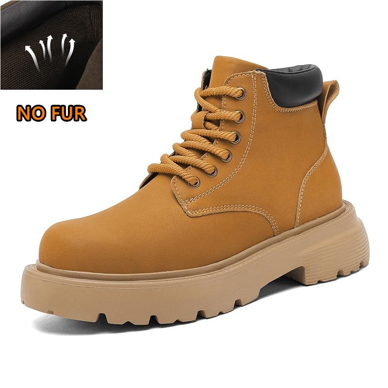 

Модные ботинки Мужские ботинки с высоким голенищем Мужская кожаная обувь Зимняя мода Плюшевые теплые ботинки Уличные кроссовки На шнуровке Нескользящие ботильоны Мужские 38