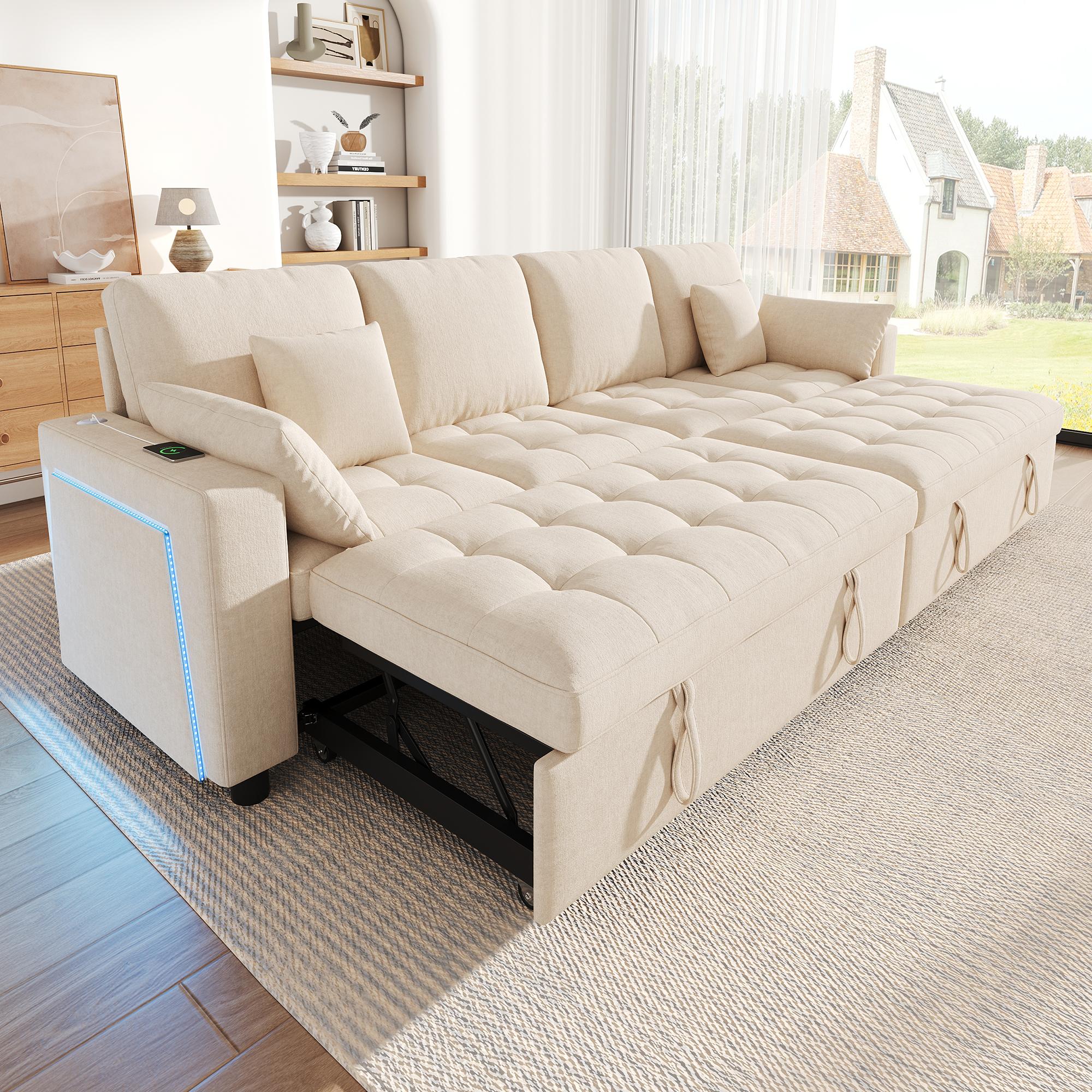 L-Shaped 4-Seater Corner Sofa Bed, 2