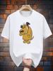 Summer Unisexs  Casual Loose Cartoon Dog Pattern Printed Comfortable Sports Round Neck Short Sleeved Tshirt Top