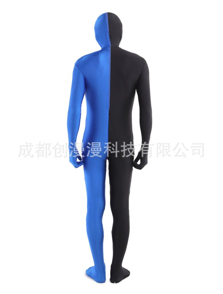 Full Body Zentai Suit Chinese Lycra Black Blue Stitching Dance Cosplay Costume