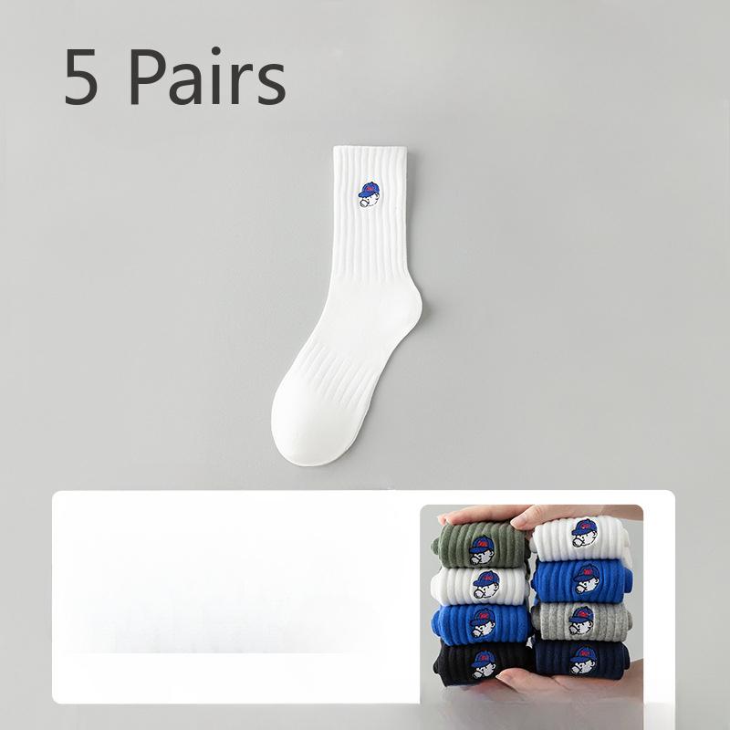 5 Pairs of Boys Summer Pure Cotton Anti Odor 7a Anti Bacterial Sports Tube Socks