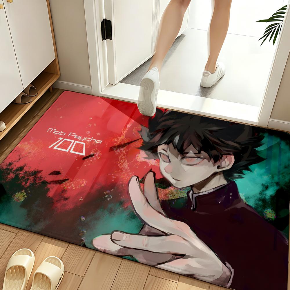 Anime M-Mob P-Psycho100 Floor Mat Soft Flannel Floor Mat Suitable for Entryways, Living Rooms, Bedrooms, and Bathrooms