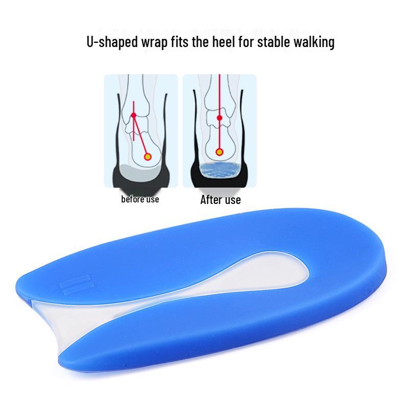 Blue Silicone U-shaped Heel Pad: Soft Shock-Absorbing Foot Protection