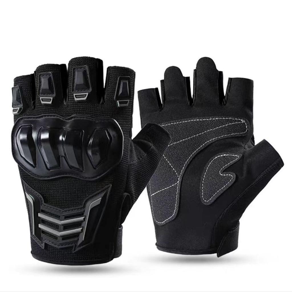 Antislip Breathable Lightweight Goatskin Tactical Half-Finger Unisex Motorcycle Riding Winter Sun-protective Shock-proof Daily