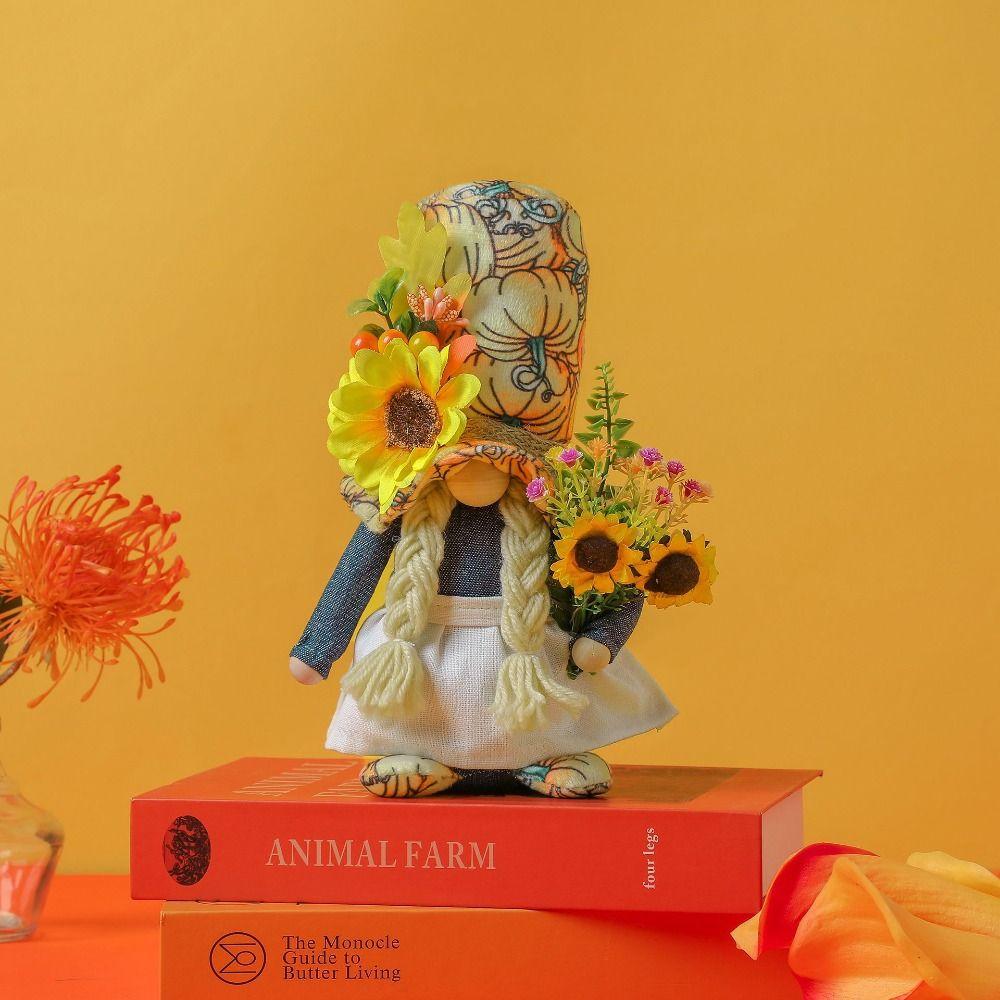 Standing Sunflower Gnome Doll Fall Gnome Maple Leaf Faceless Doll  Fall Gnome Butterfly Gnome