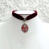 Goth Black Rose Pendant Necklace With Geometric Alloy Chain For Womens Fashion Accessories