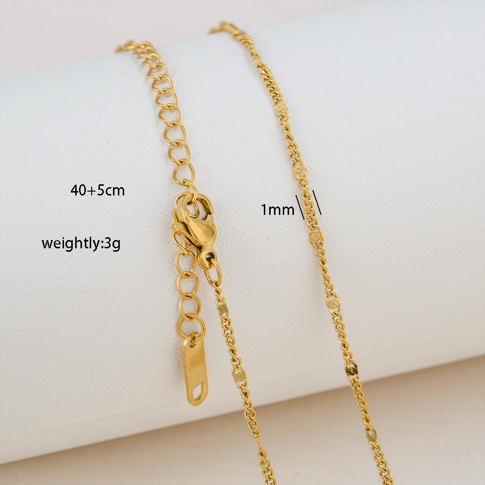 Élégant Collier Chaîne Boîte en Acier Titane Plaqué Or 18 Carats pour Femmes