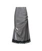Three To Eighty Lace Shirring Long Skirt Charcoal