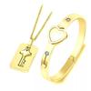 Set di Braccialetti con Lucchetto d'Amore Chiave per Coppia Creativa Transfrontaliera in Acciaio al Titanio