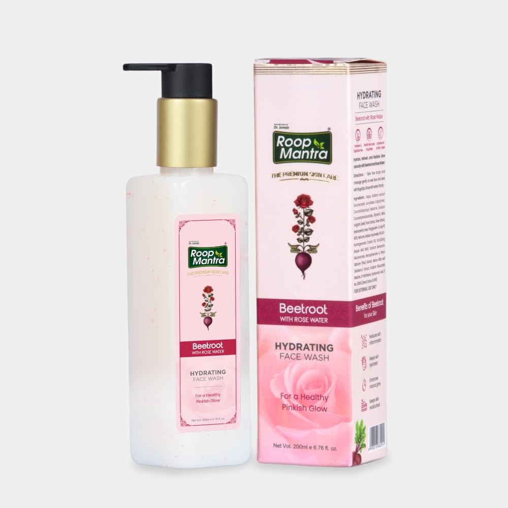 Roop Mantra Premium Beetroot With Rose Water Facewash 200ML Pack Of 1 For Hydrated Glowing Skin