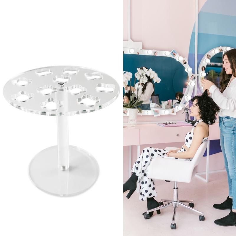 Acrylic Scissors Stand with 11 Slot Salon Barber Tool Organizers Desktop Comb Clip Storage Rack