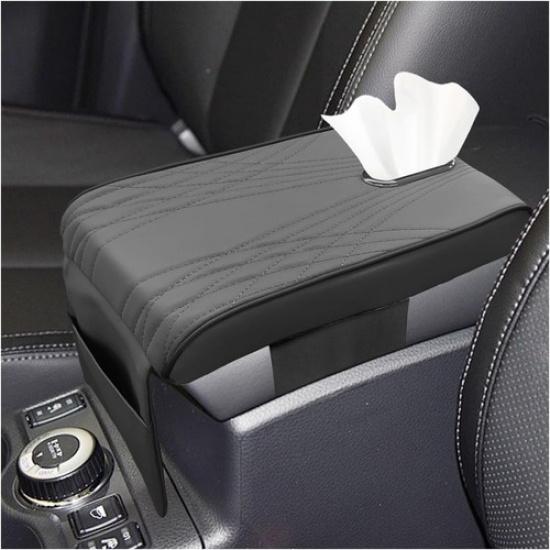 Car Center Console Cover, Memory Cotton Car Armrest Cushion with Tissue Gray