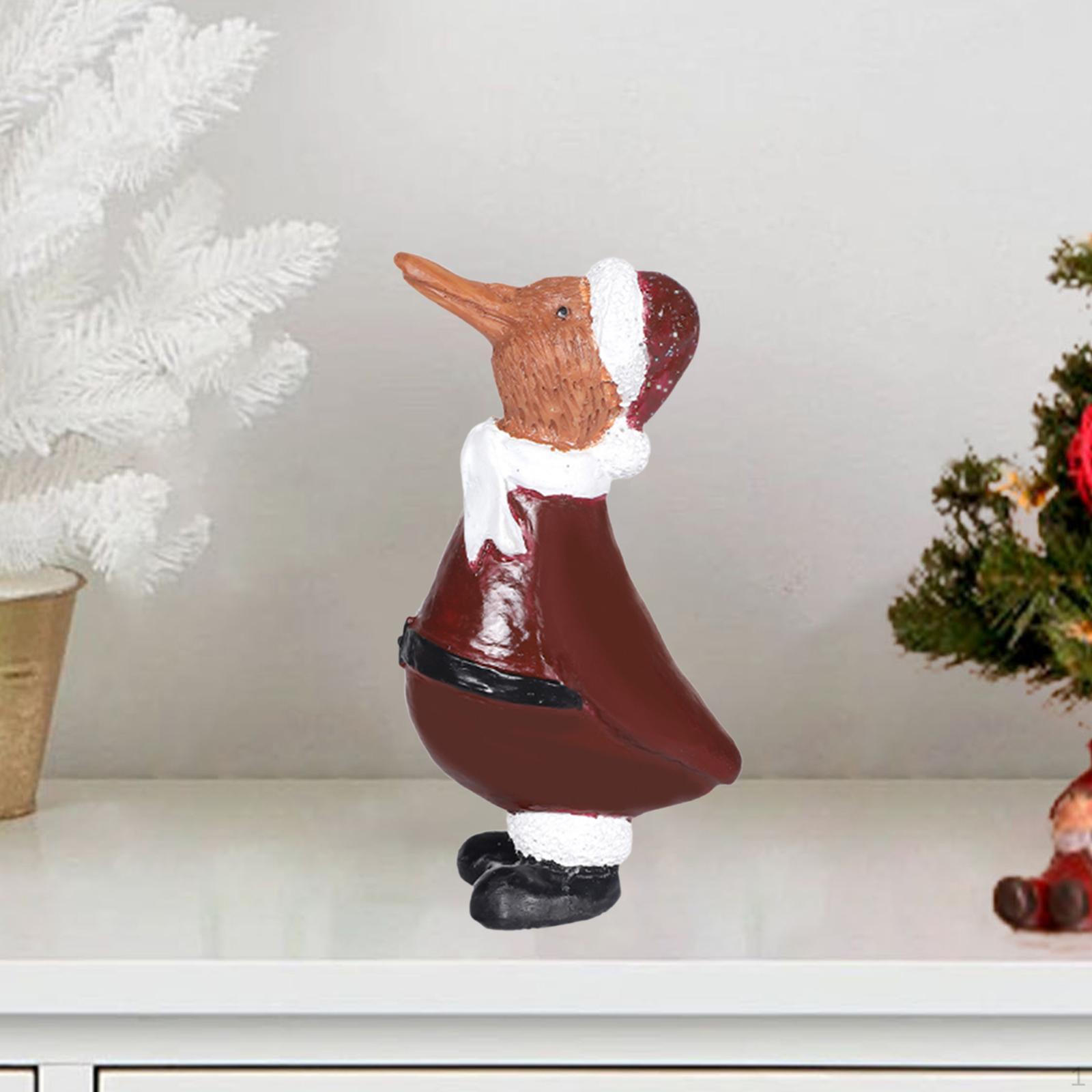 

Рождественская статуэтка утки, коллекционный подарок, художественное произведение, украшение из смолы, скульптура животного для прихожей темно-красного