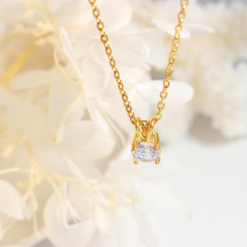 

Trendy Zircon Titanium Steel Necklace - Non-Fading Chain for Women