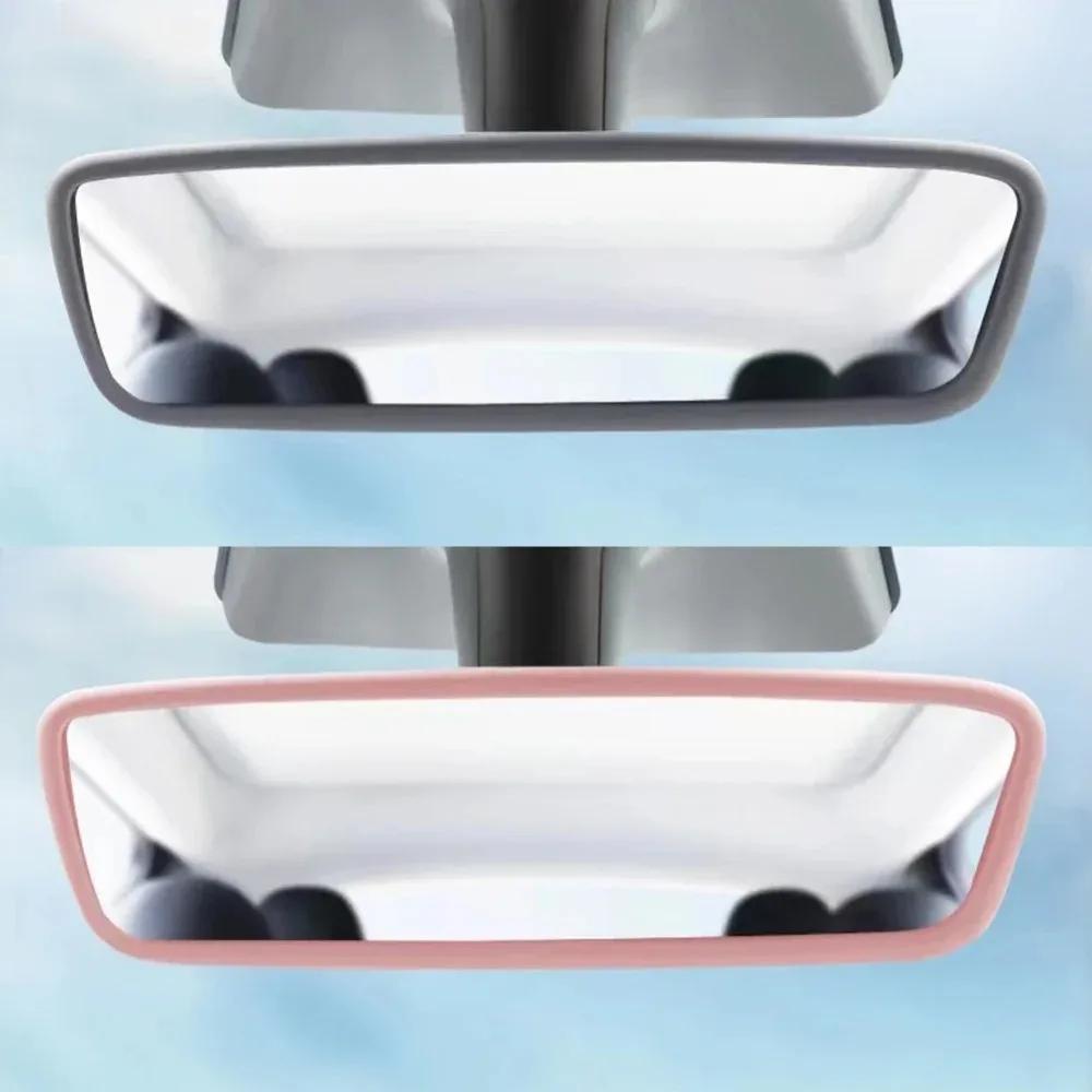 For Tesla Model 3 Y 2024 Interior Accessories Rearview Mirror Protector Trim Silicone Decor Frame White Pink Protection Strip