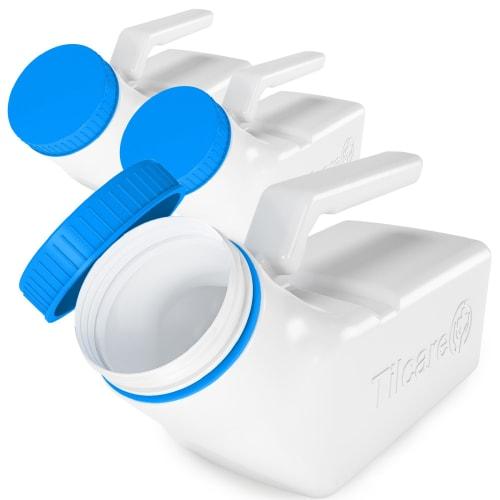 

Tilcare Glow in the Dark Lid Men s Urinals (3-Pack) - 32oz/1000mL Thick Plastic Men s Urinal Bottles with Screw-On Lids